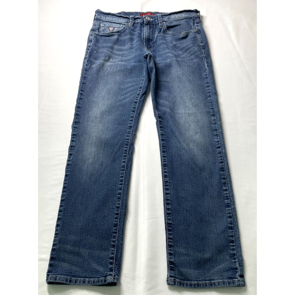 GUESS Jeans Slim Straight Blue Medium Wash Denim Mens Size 32x30 -mpv